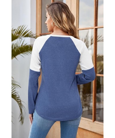 Womens Shirts Casual Short Sleeve V Neck T Shirt Summer Tops Basic Tees Dark Blue $13.99 T-Shirts