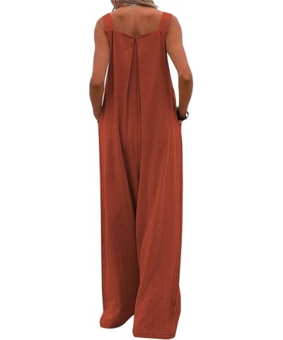 Women's Jumpsuits Bib Overalls Baggy Wide Leg Loose Fit Harem Pants Rompers Brick Red $14.55 Overalls