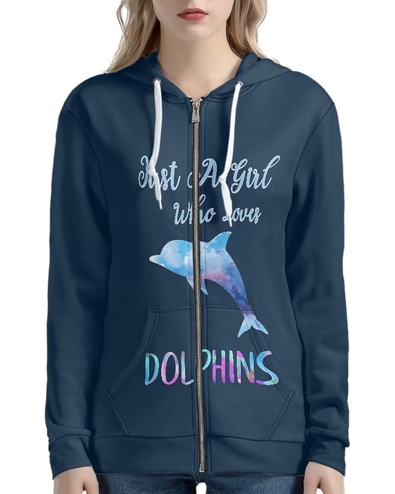 Lightweight Zip-Up Hoodie for Women with Drawstring Hood Long Sleeve Full Zipper Sweatshirts Dolphin $23.00 Hoodies & Sweatsh...