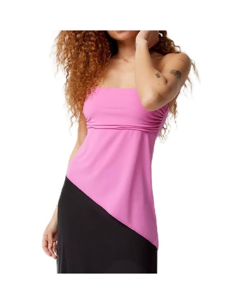 Women Strapless Tube Tops Off Shoulder Sleeveless Bustier Crop Tops Y2K Backless Slim Fit Tank Vest Streetwear Zk-pink Bias H...