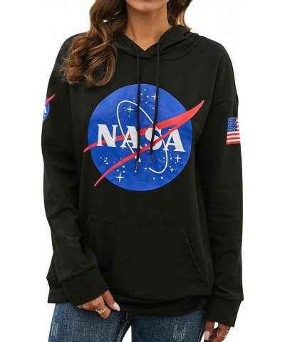 Women Long Sleeve NASA Pullover Hoodie Space Graphic Sweatshirt with Pocket B-l-black $12.50 Hoodies & Sweatshirts