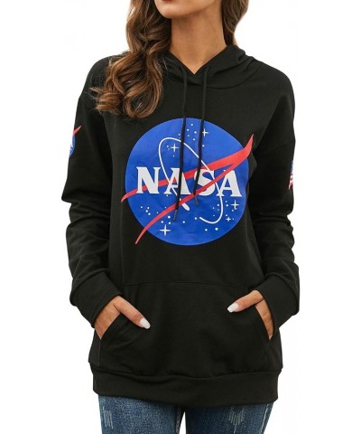 Women Long Sleeve NASA Pullover Hoodie Space Graphic Sweatshirt with Pocket B-l-black $12.50 Hoodies & Sweatshirts