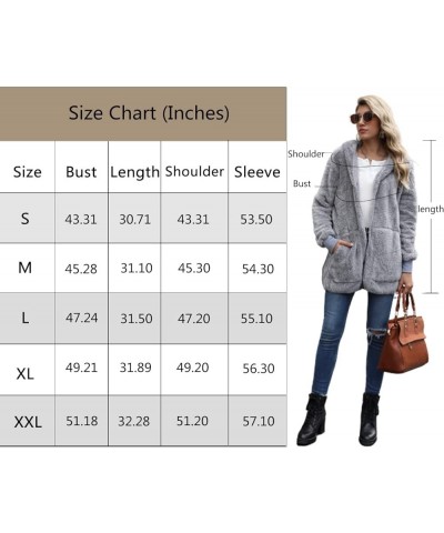 Womens Fuzzy Fleece Jacket Solid Open Front Hooded Cardigan Coats Outwear with Pockets Beige $18.92 Jackets