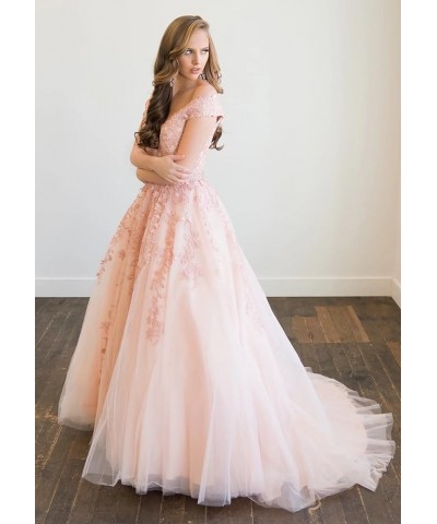 V Neck Quinceanera Dress Ball Gown Cap Sleeve Lace Appliques Tulle Prom Dresses Raspberry $38.25 Dresses