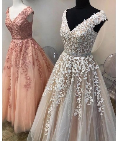 V Neck Quinceanera Dress Ball Gown Cap Sleeve Lace Appliques Tulle Prom Dresses Raspberry $38.25 Dresses