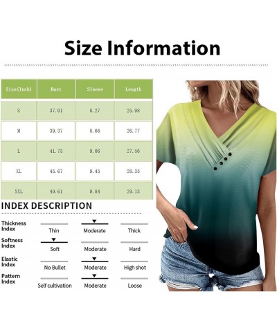 Ladies Tops and Blouses, Women's Fashion Casual V-Neck Short Sleeve T-Shirt Pleated Printed Button-Up 4-purple $9.79 Blouses