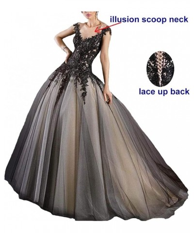 Women Gothic Dropped Ball Gown Wedding Dress Long Black Lace Prom Dress Scoop Silver $63.48 Dresses