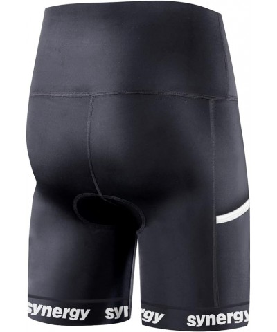 Women's Tri Shorts Wide Band W/ Silicone Gripper - Black/White $36.73 Activewear