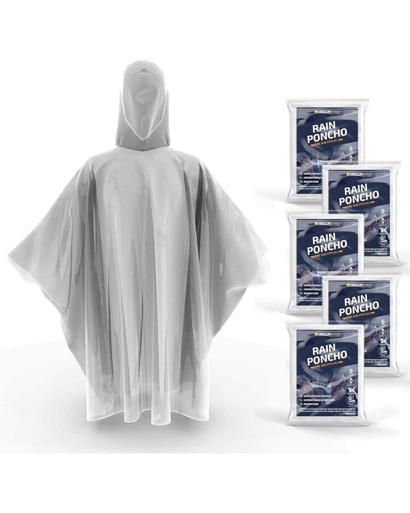 Disposable Rain Ponchos for Adults (5 Pack) Clear $10.25 Coats