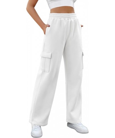 Womens Cargo Sweatpants Trendy Casual Baggy Fleece Joggers High Waisted Wide Leg Cute Sweat Pants Y2k Cargo Pant White $13.64...