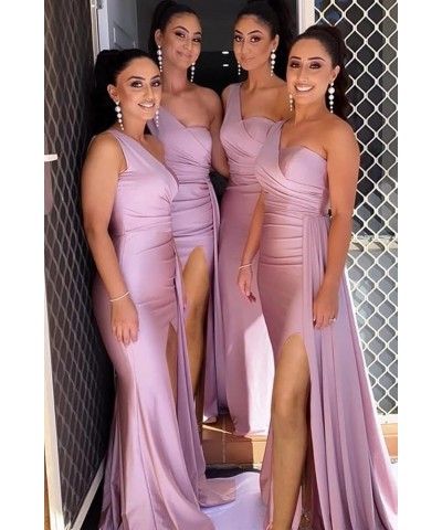 One Shoulder Bridesmaid Dresses Mermaid Prom Dresses Bodycon Wedding Dresses Evening Gowns with Slit RYZ507 Light Champagne $...