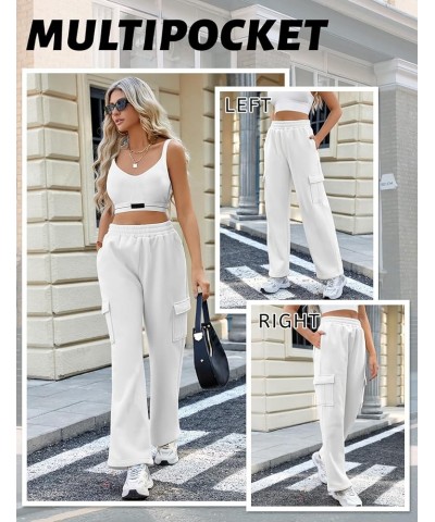 Womens Cargo Sweatpants Trendy Casual Baggy Fleece Joggers High Waisted Wide Leg Cute Sweat Pants Y2k Cargo Pant White $13.64...