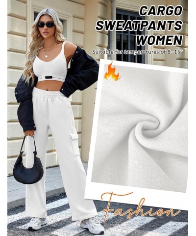 Womens Cargo Sweatpants Trendy Casual Baggy Fleece Joggers High Waisted Wide Leg Cute Sweat Pants Y2k Cargo Pant White $13.64...