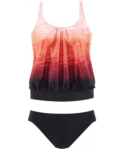 Tankini Swimsuits for Women Athletic Swim Tank Top with Boy Shorts Two Piece Tummy Control Bathing Suits Red 1 $5.55 Swimsuits