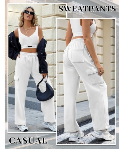 Womens Cargo Sweatpants Trendy Casual Baggy Fleece Joggers High Waisted Wide Leg Cute Sweat Pants Y2k Cargo Pant White $13.64...