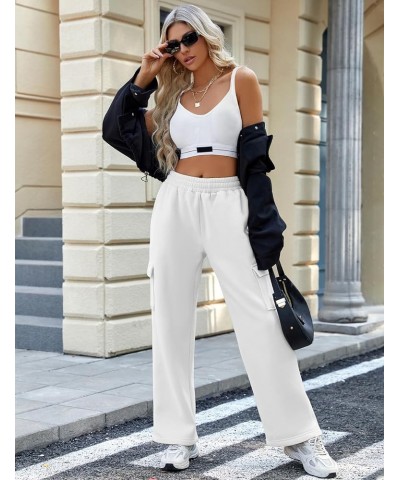 Womens Cargo Sweatpants Trendy Casual Baggy Fleece Joggers High Waisted Wide Leg Cute Sweat Pants Y2k Cargo Pant White $13.64...