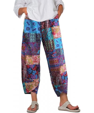 Women's Capri Pants Casual Summer Cotton Cropped Tulip Pants Lounge Pants Trousers Flower $12.30 Pants