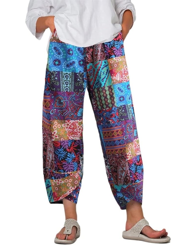 Women's Capri Pants Casual Summer Cotton Cropped Tulip Pants Lounge Pants Trousers Flower $12.30 Pants