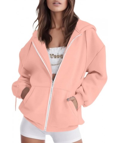 Light Weight Jackets for Women Casual Zip up Oversized Long Sleeve Hoodies Sweatshirts Fall and Winter Fitted Ffpink-1 $7.00 ...