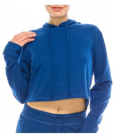 Women's Sport Cropped Top Light Hoodie Royal Blue $10.55 Activewear