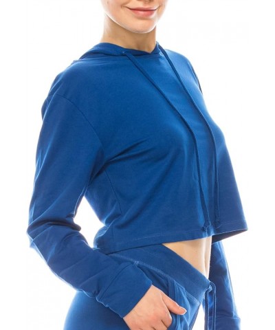 Women's Sport Cropped Top Light Hoodie Royal Blue $10.55 Activewear