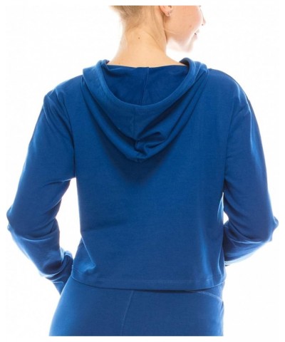 Women's Sport Cropped Top Light Hoodie Royal Blue $10.55 Activewear