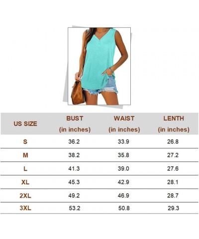 Womens Tank Tops Summer V Neck Sleeveless Shirts Button Up Loose Fit 20-lakegreen $10.75 Tanks