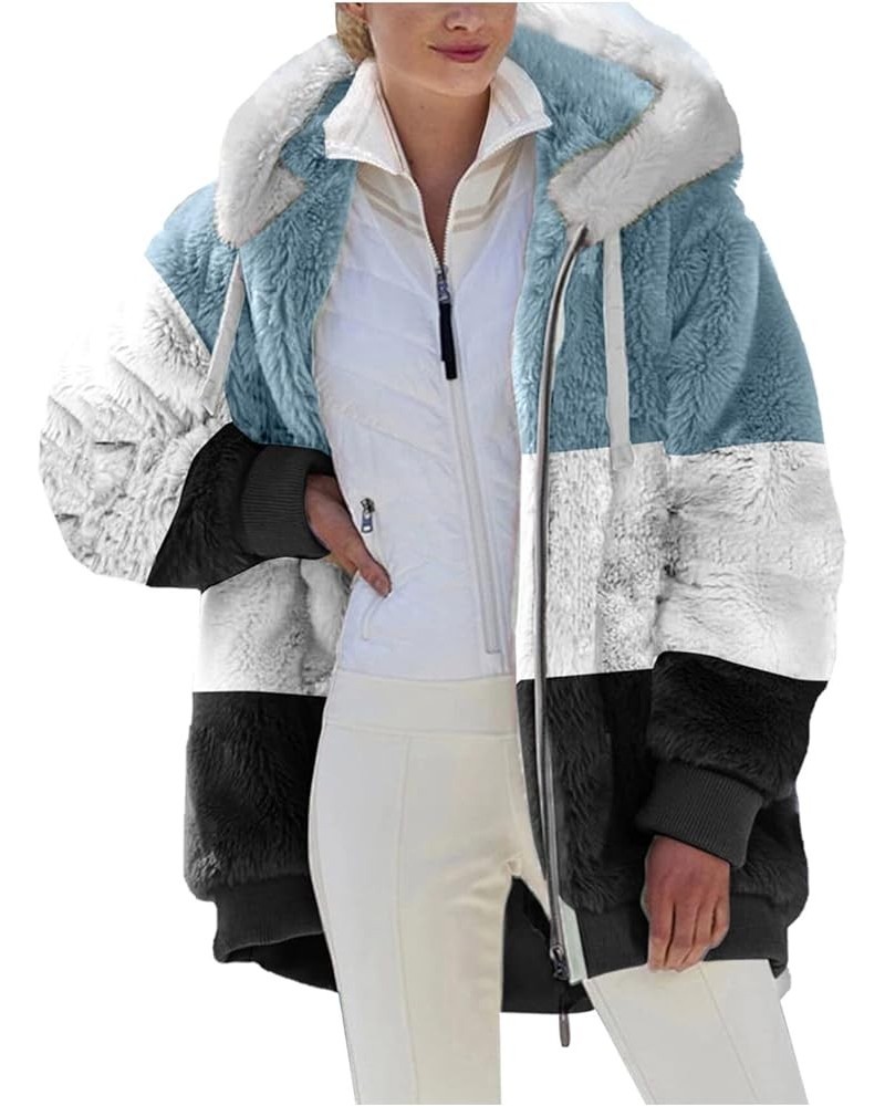 Winter Coats for Women 2024, Women's Fuzzy Fleece Jackets with Hooded Full Zip Up Warm Plush Outwear Jacket Zip Hoodies for W...