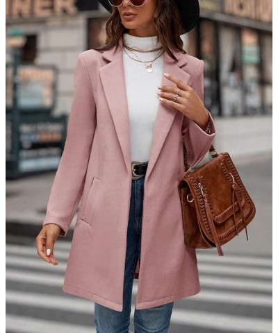 Womens Long Winter Blazers Jackets Lapel Long Sleeve Opent Front 2023 Office Casual Blazer with Pockets Pink $23.84 Suits