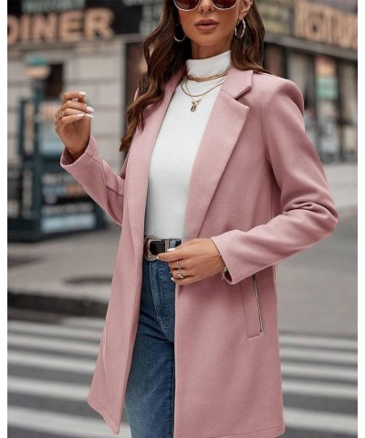 Womens Long Winter Blazers Jackets Lapel Long Sleeve Opent Front 2023 Office Casual Blazer with Pockets Pink $23.84 Suits