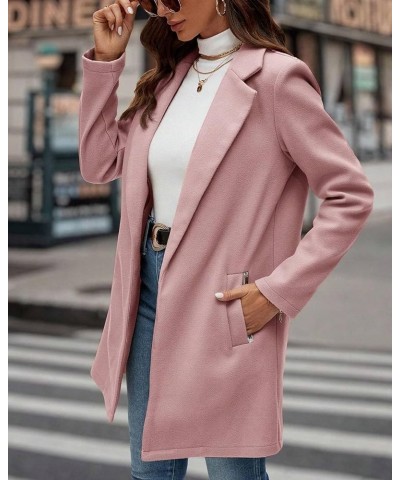 Womens Long Winter Blazers Jackets Lapel Long Sleeve Opent Front 2023 Office Casual Blazer with Pockets Pink $23.84 Suits