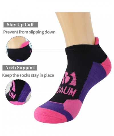 Womens Running Socks Low Cut-6 Pairs Cotton Cushioned Athletic Socks with Tab Arch Support Six Pairs(rose Red*2+blue*2+yellow...