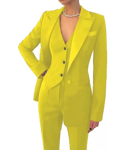 Business Women Suit Set 3 Pieces Women Pantsuits Wedding Tuxedos Party Wear Suits Office Work Lady Suit Pants Yellow $27.20 S...