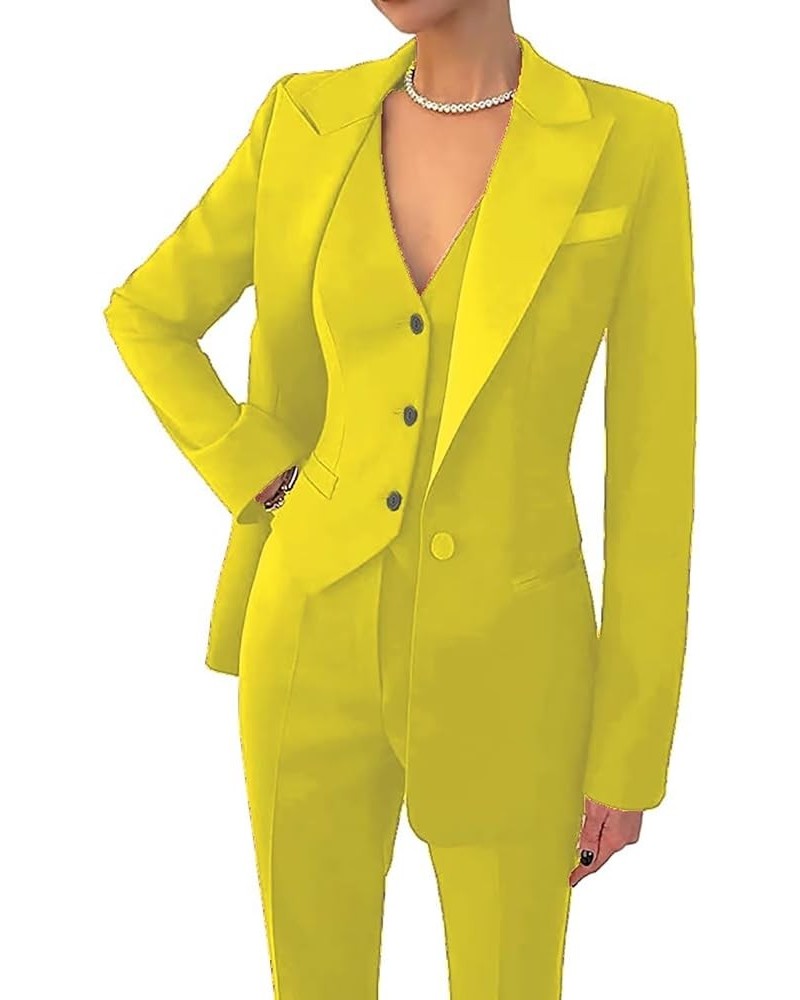 Business Women Suit Set 3 Pieces Women Pantsuits Wedding Tuxedos Party Wear Suits Office Work Lady Suit Pants Yellow $27.20 S...