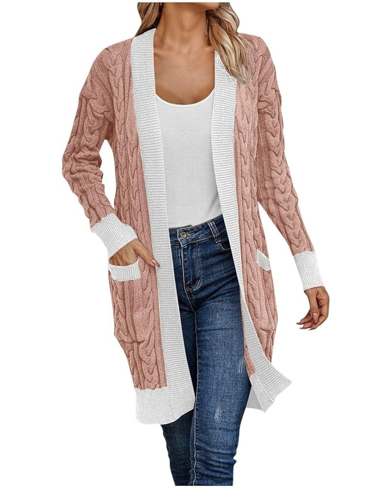 Cardigan Sweaters For Women,Women'S Solid Open Front Long Sleeve Chunky Knit Cardigans Sweater With Pockets Jackets Pink $22....