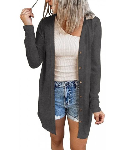 Women's Lightweight Open Front Cardigans Button Down Long Sleeve Cardigan Outwear Dark Grey $13.36 Sweaters