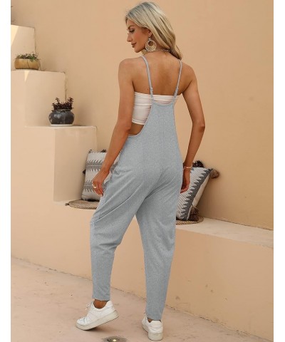 Loose V Neck Jumpsuits for Women Casual Sleeveless Spaghetti Straps Stretchy Overall Jumpsuit with Pockets Grey $13.95 Jumpsuits