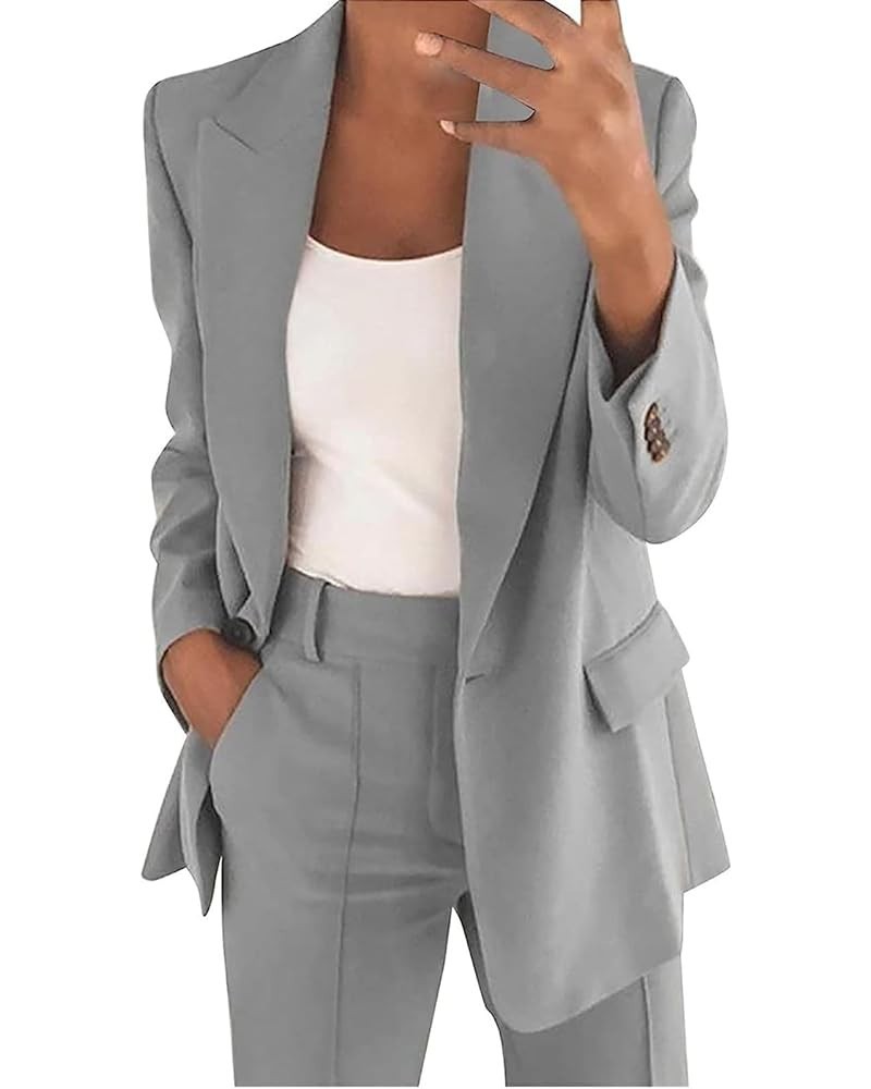 Blazers for Women, Womens 2023 Fashion Casual Blazer Jackets Long Sleeve Open Front Work Office Jacket Outwear Gray $9.27 Bla...