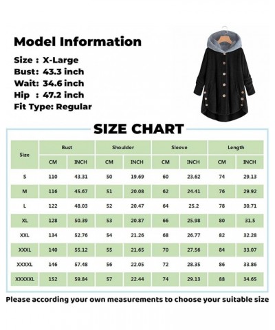 Women's Fleece Coats Hooded Button Down Color Block Jackets Plus Size Long Sleeve Side Split Fuzzy Tops S-5Xl 13army Green $1...