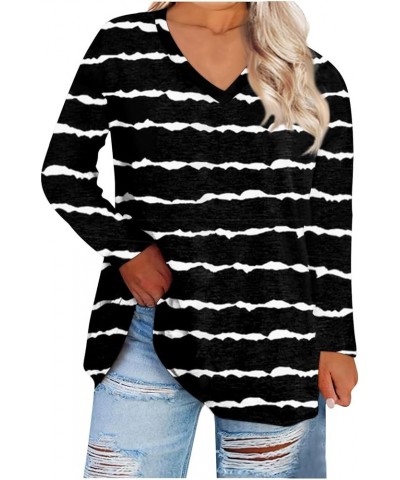 Womens Fall Fashion 2023 Plus Size Tops Long Sleeve Loose Fit T Shirts V Neck Work Oversized Tunic Blouses 02-black $9.02 Tops