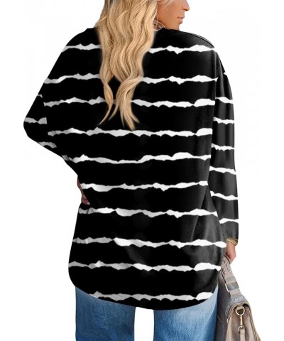 Womens Fall Fashion 2023 Plus Size Tops Long Sleeve Loose Fit T Shirts V Neck Work Oversized Tunic Blouses 02-black $9.02 Tops