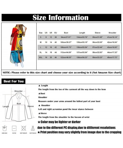 Women's Casual Loose Maxi Shirt Dress Lapel Long Sleeve Button Down Print Open Front Dresses Red $10.53 Dresses