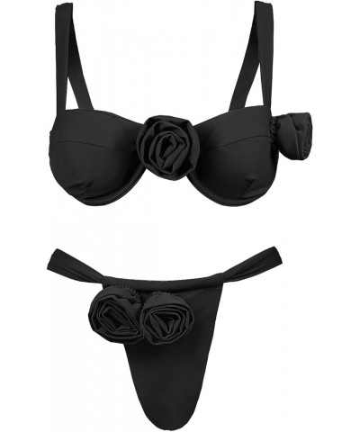 Women's High Waisted Bandeau Bikini Set,Fashion Puff Sleeve Swimwear Set Two Piece Swimsuit Sexy Bathing Suits 73039black $13...