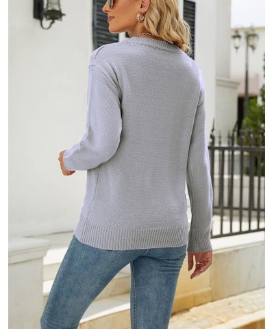 Women's Pullover Sweaters Long Sleeve Crewneck Front Ribbed Knitted Cute Heart Sweater 10231 Grey $16.77 Sweaters