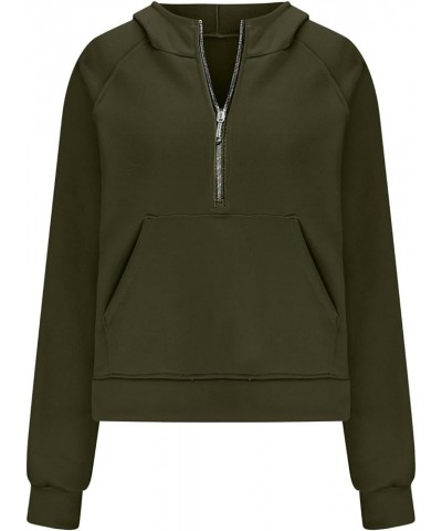 Hoodies for Women Half Zip Pullover Casual Fall Clothes for Women 2023 Crop Sweatshirt With Pocket Fashion Outfits A01-green ...