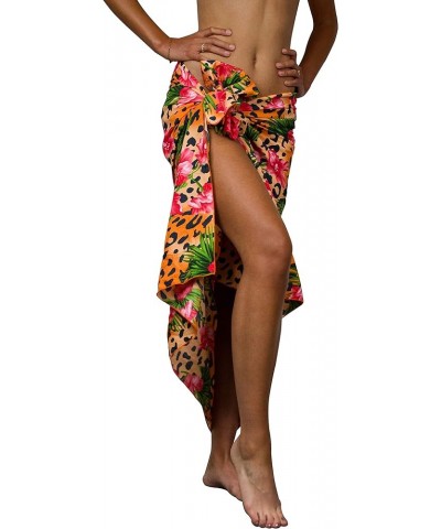 Hawaiian Sarong Pareo Beach Wrap for Women Funky Casual Bikini Cover Up Very Loud Swimsuit Leopard Flowers Print Cover-up Leo...