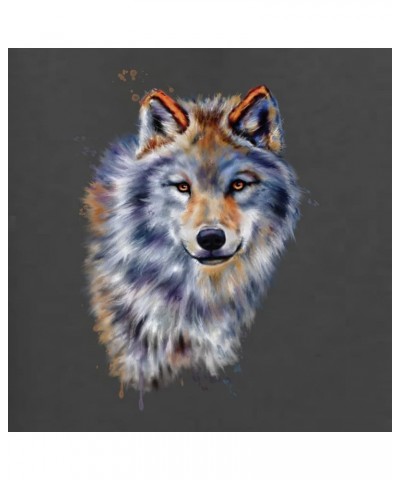 Wolf Oil Painting Animal Lover Unisex Crewneck Graphic Sweatshirt Charcoal $22.71 Hoodies & Sweatshirts