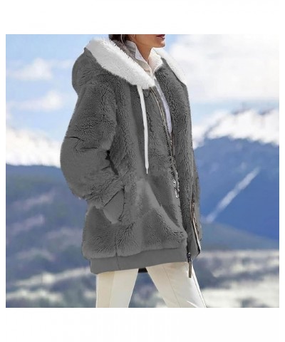 Jackets for Women Casual Plus Size Sherpa Fleece Winter Coats Full Zip Up Fuzzy Plush Sweater Hoodies Outerwear E Dark Gray $...