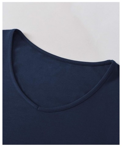 Women's Viscose Loungewear Short Sleeves Tunic T-Shirt Navy $18.69 Tops