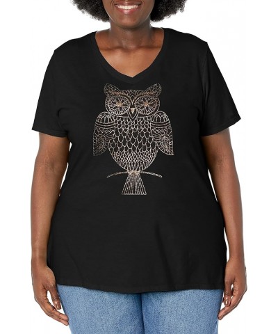 Women's Size Plus Printed Short-Sleeve V-Neck T-Shirt Discontinued Whoot Whoo $11.40 T-Shirts